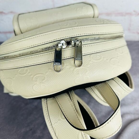 Gucci Embossed Leather Print Gg Backpack - Picture 8 of 15